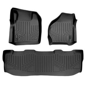 smartliner custom fit floor mats 2 row liner set black compatible with 1999-2007 compatible with ford f-250 / f-350 / f-450 super duty crew cab