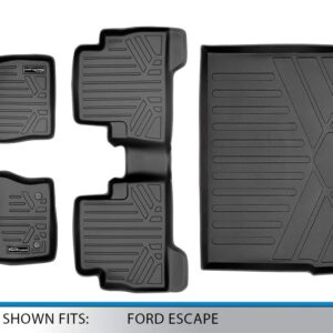 SMARTLINER Custom Fit Floor Mats 2 Rows and Cargo Liner Set Black Compatible with 2013-2019 Compatible with Ford Escape