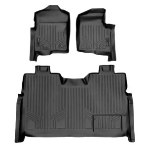 smartliner custom fit floor mats 2 row liner set black for 2011-2014 ford f-150 supercrew cab