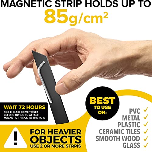 Flexible Magnetic Tape - 1/2 Inch x 10 Feet Magnetic Strip with Strong Self Adhesive - Ideal Magnetic Roll Tape for DIY and Craft Projects - Sticky Magnets for Refrigerator and Dry Erase Board