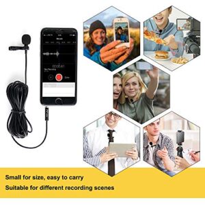 PoP voice 12.8 Feet Lavalier Lapel Microphone Professional Grade Omnidirectional Mic Condenser Small Mini Perfect for Recording Podcast PC Laptop Android iPhone YouTube Interview Asmr External