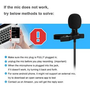 PoP voice 12.8 Feet Lavalier Lapel Microphone Professional Grade Omnidirectional Mic Condenser Small Mini Perfect for Recording Podcast PC Laptop Android iPhone YouTube Interview Asmr External