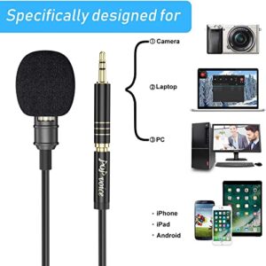 PoP voice 12.8 Feet Lavalier Lapel Microphone Professional Grade Omnidirectional Mic Condenser Small Mini Perfect for Recording Podcast PC Laptop Android iPhone YouTube Interview Asmr External