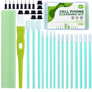 Aneco 60 Pieces Cell Phone Cleaning Kit Brush Set USB Charging Port Dust Port Covers Plug Set and Headphone Jack Cleaner Compatible with iPhone, iOS Android, Cell Phone, Electronics Cleaner