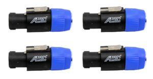 audio2000's acc31a1p2 4-pack speakon male to 1/4" ts jack adapters