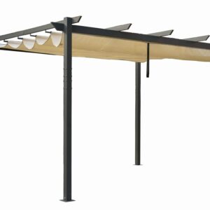 Kozyard Morgan Outdoor Extra-Large Gray Aluminum Frame Pergola with Sunshade Canopy (10'x13', Beige)