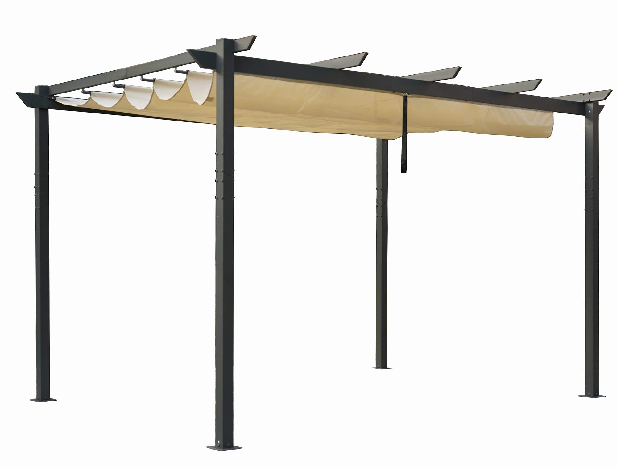 Kozyard Morgan Outdoor Extra-Large Gray Aluminum Frame Pergola with Sunshade Canopy (10'x13', Beige)