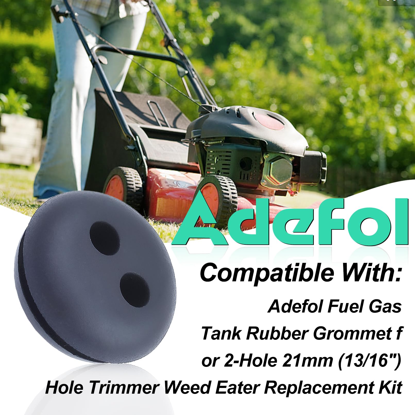 Adefol Fuel Gas Tank Rubber Grommet for 2-Hole 21mm (13/16") Hole Trimmer Weed Eater Replacement Kit