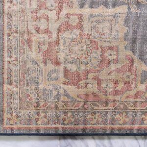 Unique Loom Utopia Collection Traditional Classic Vintage Inspired Area Rug with Warm Hues, 7' Square, Dark Blue/Beige