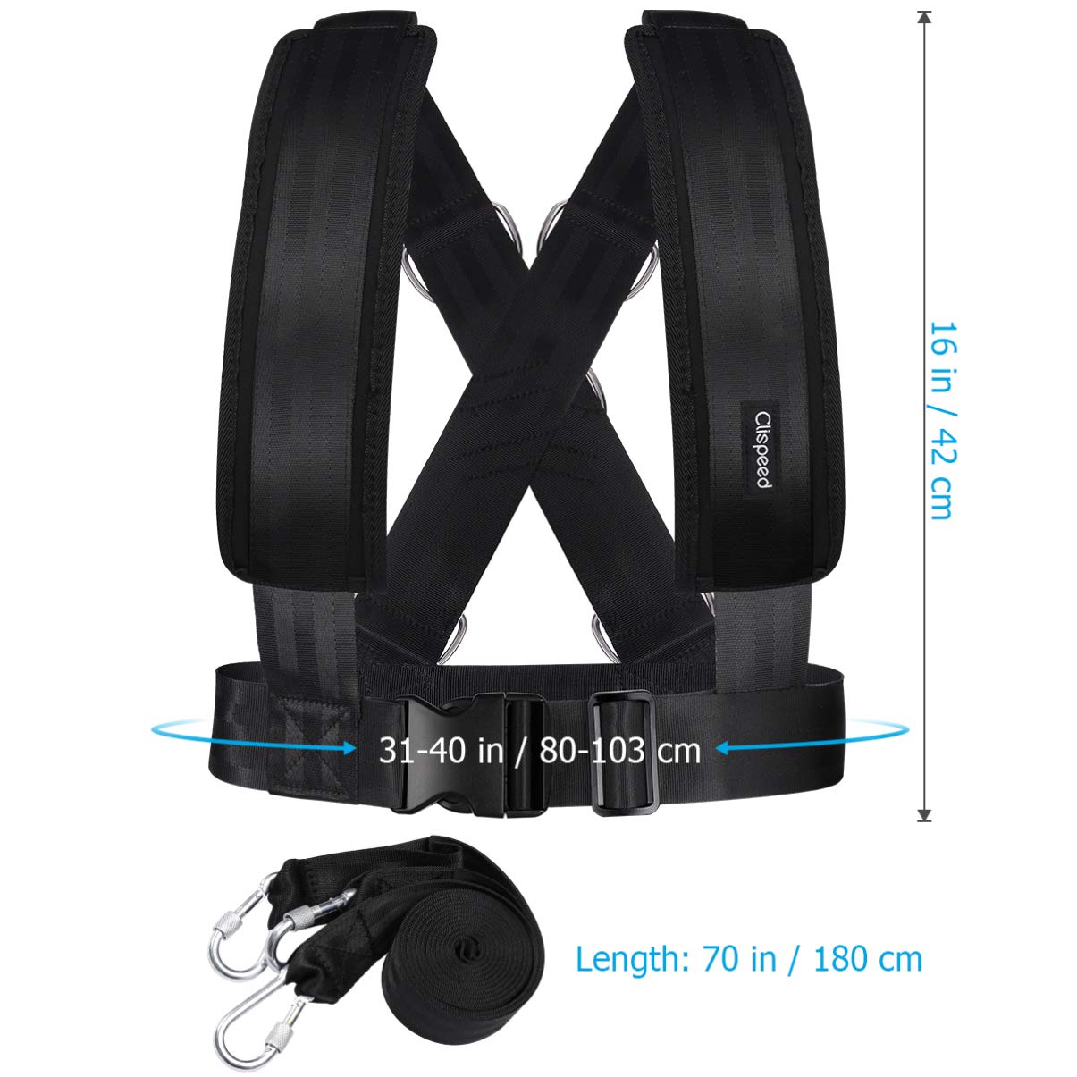 CLISPEED Fitness Sled Harness Workout Harness Exercise Speed Trainer with Pull Strap for Resistance Training