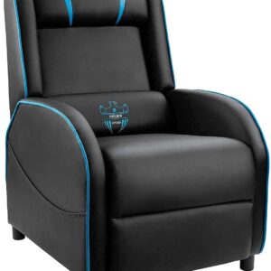 Homall Massage Gaming Recliner Chair, Racing Style Gaming Sofa, PU Leather Home Theater Seating, Modern Living Room Recliners Ergonomic Comfortable Gamer Lounge(Blue)