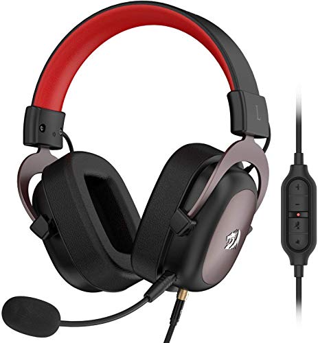 Redragon H510 Zeus Wired Gaming Headset - 7.1 Surround Sound - Memory Foam Ear Pads - 53MM Drivers - Detachable Microphone - Multi-Platforms Headphone - Works with PC, PS4/3 & Xbox One/Series X, NS