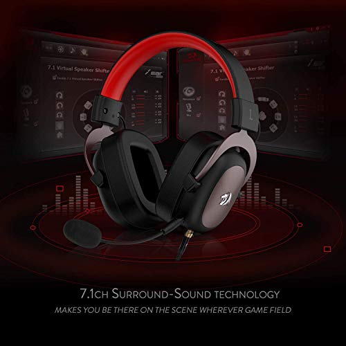 Redragon H510 Zeus Wired Gaming Headset - 7.1 Surround Sound - Memory Foam Ear Pads - 53MM Drivers - Detachable Microphone - Multi-Platforms Headphone - Works with PC, PS4/3 & Xbox One/Series X, NS