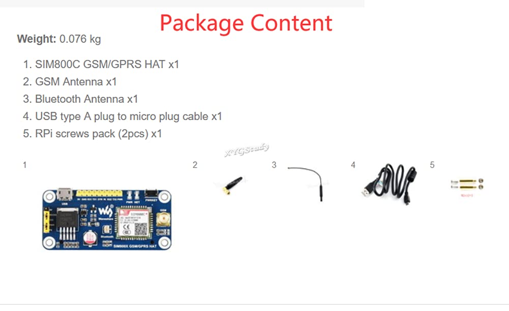 GSM GPRS Bluetooth HAT Based on SIM800C Wireless Internet Compatible with Raspberry Pi 2 3 4 Model B B+ Zero W WH @XYGStudy