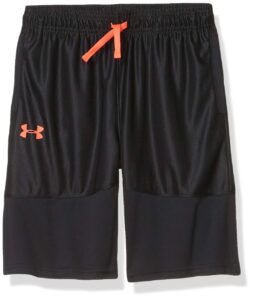 under armour boys' baseline basketball shorts, black (001)/beta, youth small