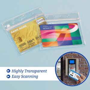 100 Pcs Clear Plastic Horizontal Name Badge ID Card Holders