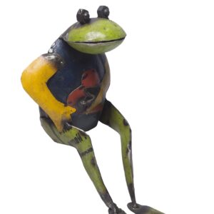 De Kulture Handcrafted Recycled Iron Seated Frog with Heart Decorative Collectible Figurine Showpiece Beautify Home Office Garden Décor | Ideal for Christmas Tree Easter Halloween Party Decoration