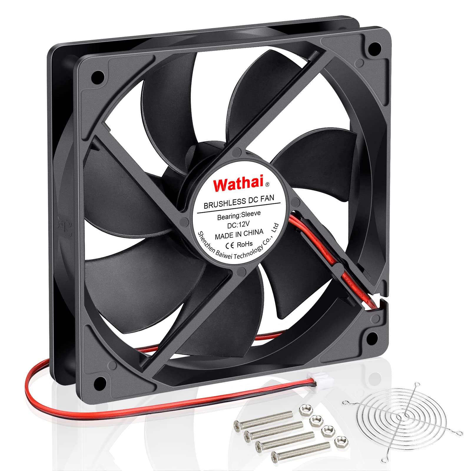 Wathai 120x120x25mm 120mm 12V 0.45A 2Pin DC Brushless Cooling Fan