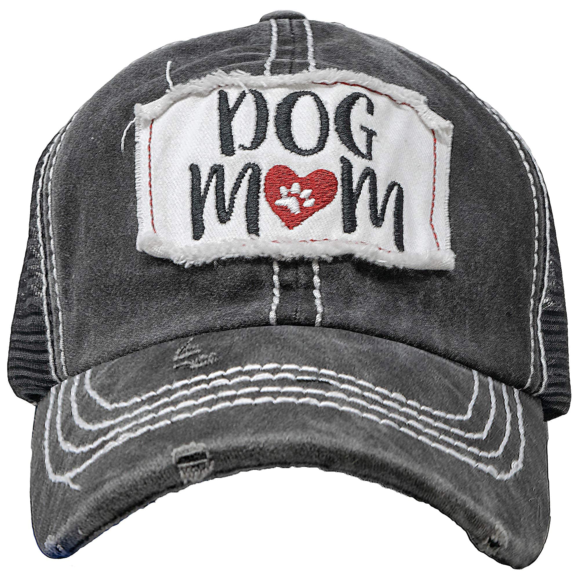 Funky Junque Patch Mesh Baseball Hat - Dog MOM - Black