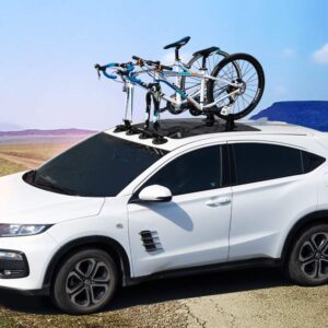 ROCKBROS Sucker Bike Rack for Car Roof Suction Cup Bicycle Carrier Quick Release Aluminium Alloy Roof Rack for 2 Bikes