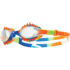tyr kids swimple spikes swim goggles, clear/orange