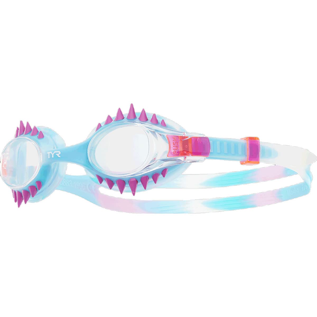 TYR Kids Swimple Spikes Swim Goggles, Clear/Orange