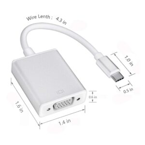 Bincolo USB-C to VGA Adapter, USB 3.1 Type C (Thunderbolt 3) to VGA Converter Compatible with MacBook Pro, New MacBook, MacBook Air 2018, Dell XPS 13/15, Surface Book 2 and More (Silver)