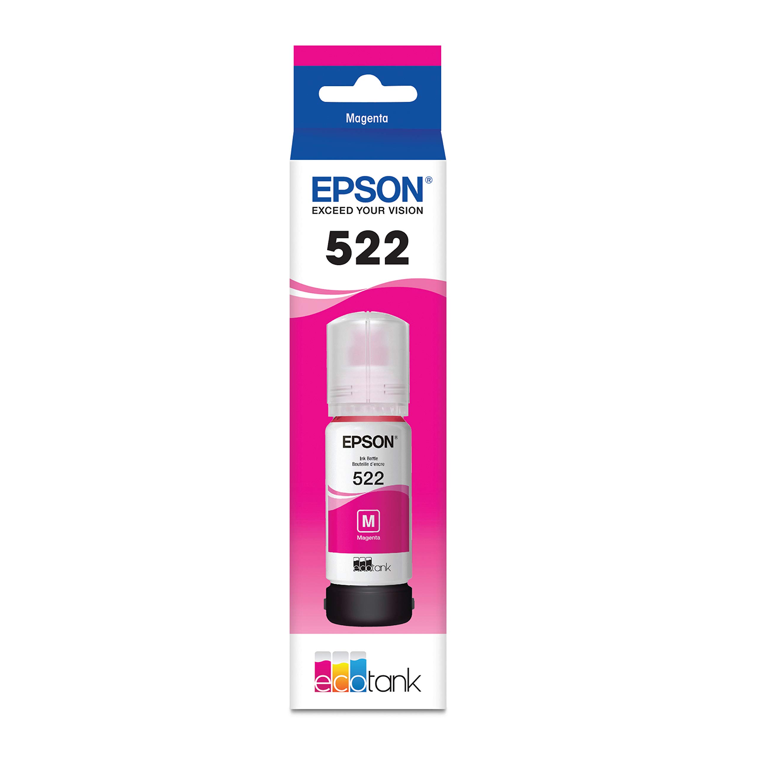 Epson 522 EcoTank Ink Ultra-high Capacity Bottle Magenta (T522320-S) Works with EcoTank ET-2720, ET-2800, ET-2803, ET-2840, ET-4700, ET-4800, ET-4810