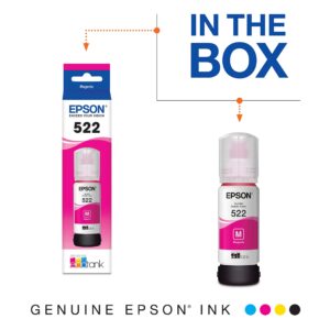 Epson 522 EcoTank Ink Ultra-high Capacity Bottle Magenta (T522320-S) Works with EcoTank ET-2720, ET-2800, ET-2803, ET-2840, ET-4700, ET-4800, ET-4810