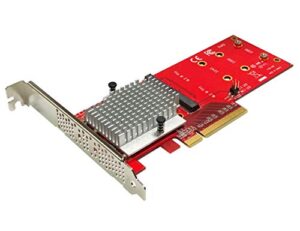 ableconn pexm2-130 dual m.2 pcie nvme ssd adapter card - pci express 3.0 x8 / x16 support 2x m.2 ngff (m-key) pcie nvme ssd for mac & pc (asmedia asm2824 switch) - pcie nvme adapter dual