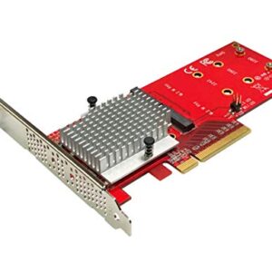 Ableconn PEXM2-130 Dual M.2 PCIe NVMe SSD Adapter Card - PCI Express 3.0 x8 / x16 Support 2X M.2 NGFF (M-Key) PCIe NVMe SSD for Mac & PC (ASMedia ASM2824 Switch) - PCIe NVMe Adapter Dual