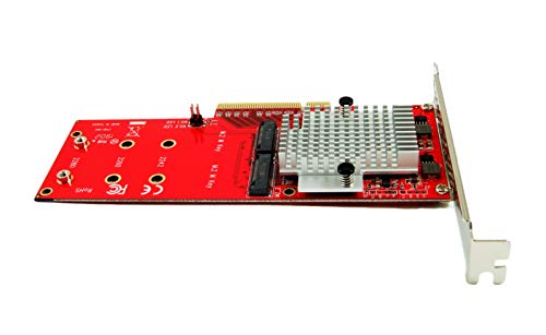 Ableconn PEXM2-130 Dual M.2 PCIe NVMe SSD Adapter Card - PCI Express 3.0 x8 / x16 Support 2X M.2 NGFF (M-Key) PCIe NVMe SSD for Mac & PC (ASMedia ASM2824 Switch) - PCIe NVMe Adapter Dual