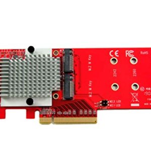 Ableconn PEXM2-130 Dual M.2 PCIe NVMe SSD Adapter Card - PCI Express 3.0 x8 / x16 Support 2X M.2 NGFF (M-Key) PCIe NVMe SSD for Mac & PC (ASMedia ASM2824 Switch) - PCIe NVMe Adapter Dual