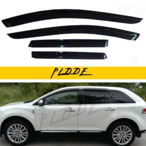 pldde 4pcs compatible with 2007-2014 edge 2007-2015 lincoln mkx sun/rain guard outside mount window visors