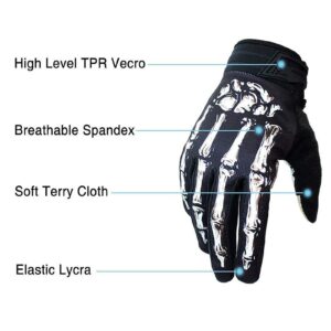 BRZSACR Skeleton Cycling Gloves Motorcycles Gloves Off-Road Vehicle MTB, Bicycle Gloves Shock Absorption Non-Slip Touch Screen Design,for Various Outdoor Sports (XL, White)