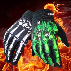 BRZSACR Skeleton Cycling Gloves Motorcycles Gloves Off-Road Vehicle MTB, Bicycle Gloves Shock Absorption Non-Slip Touch Screen Design,for Various Outdoor Sports (XL, White)