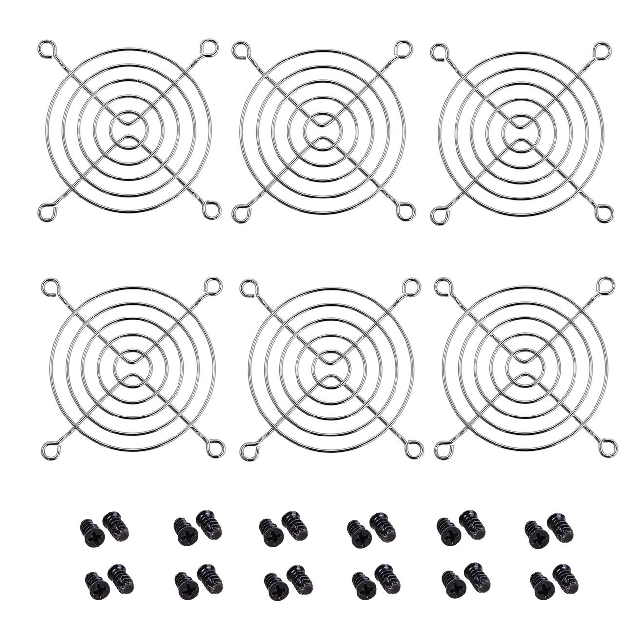 SamIdea 6-Pack 120mm/4.7” Diameter Silver Fan Finger Grill Guard Protector with Screws for Fan Protective Cover DIY Cooling Coumputer