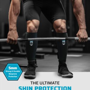 THEFITGUY Weightlifting 5mm Deadlift Shin Guards, EasyWear - No Need to Take Off Shoes, Wear Over Skin, Socks, Training Pants and Tights, Ultimate Shin Protection (Pair)