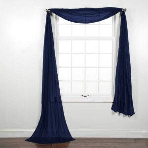 decotex elegant solid sheer voile window curtain treatment panel drapes or scarf valance in a variety of colors (1 scarf 37" x 216", navy blue)