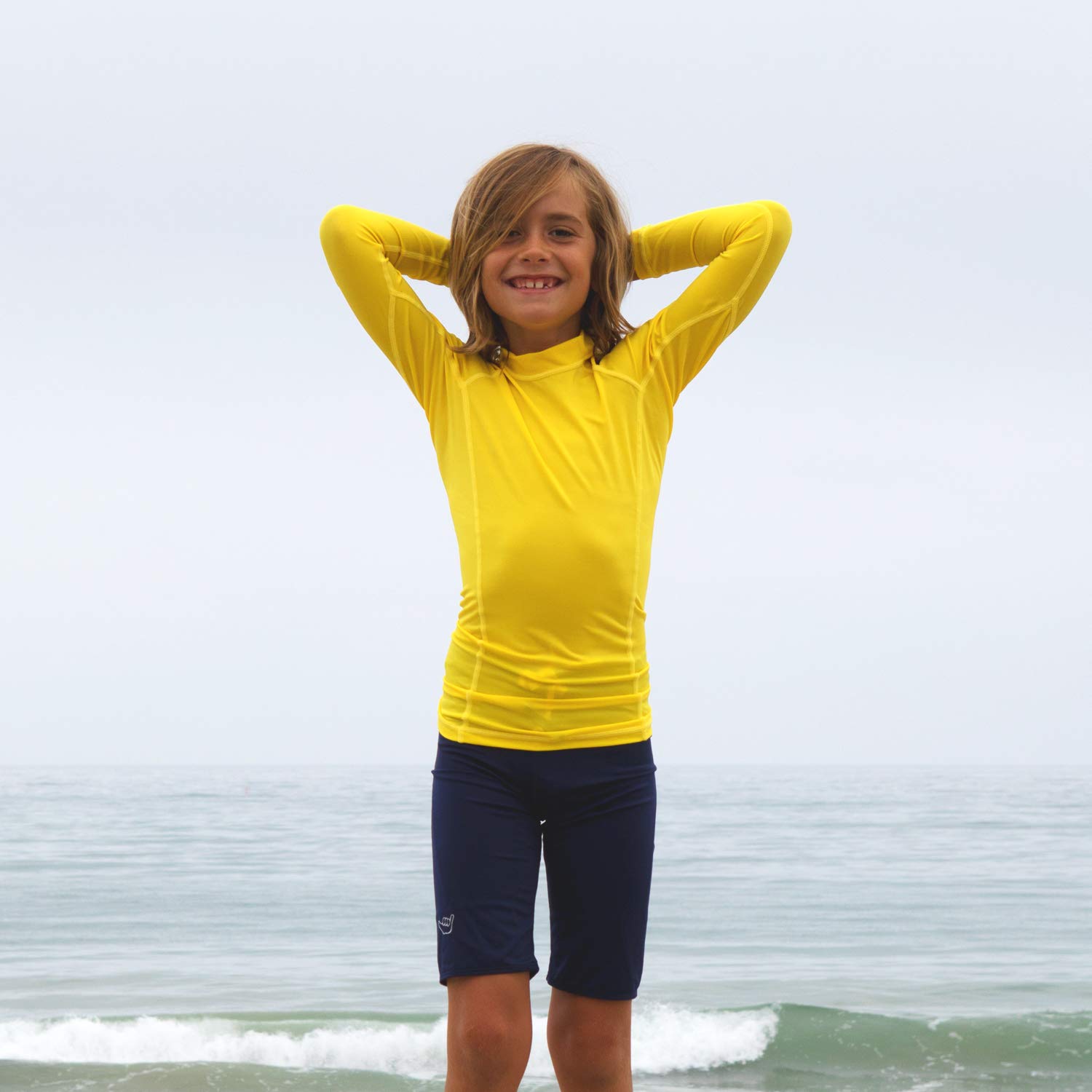 Long Sleeve Rashguard Sun Shirt-Yellow-L