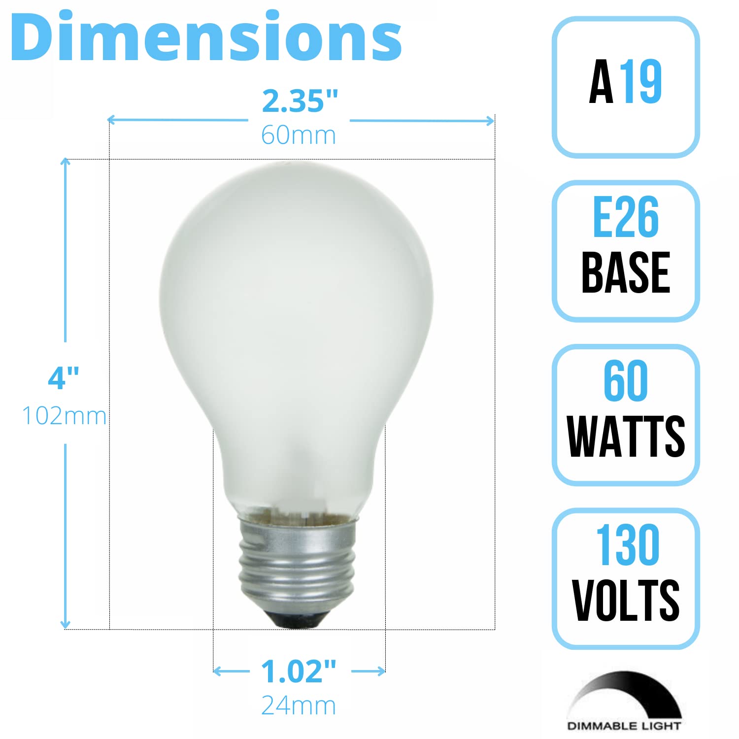 Xtricity A19 Frosted Incandescent Rough Service Light Bulb, 60 Watt, 2700K Soft White, E26 Medium Base, 550 Lumens, 130V (12 Pack)