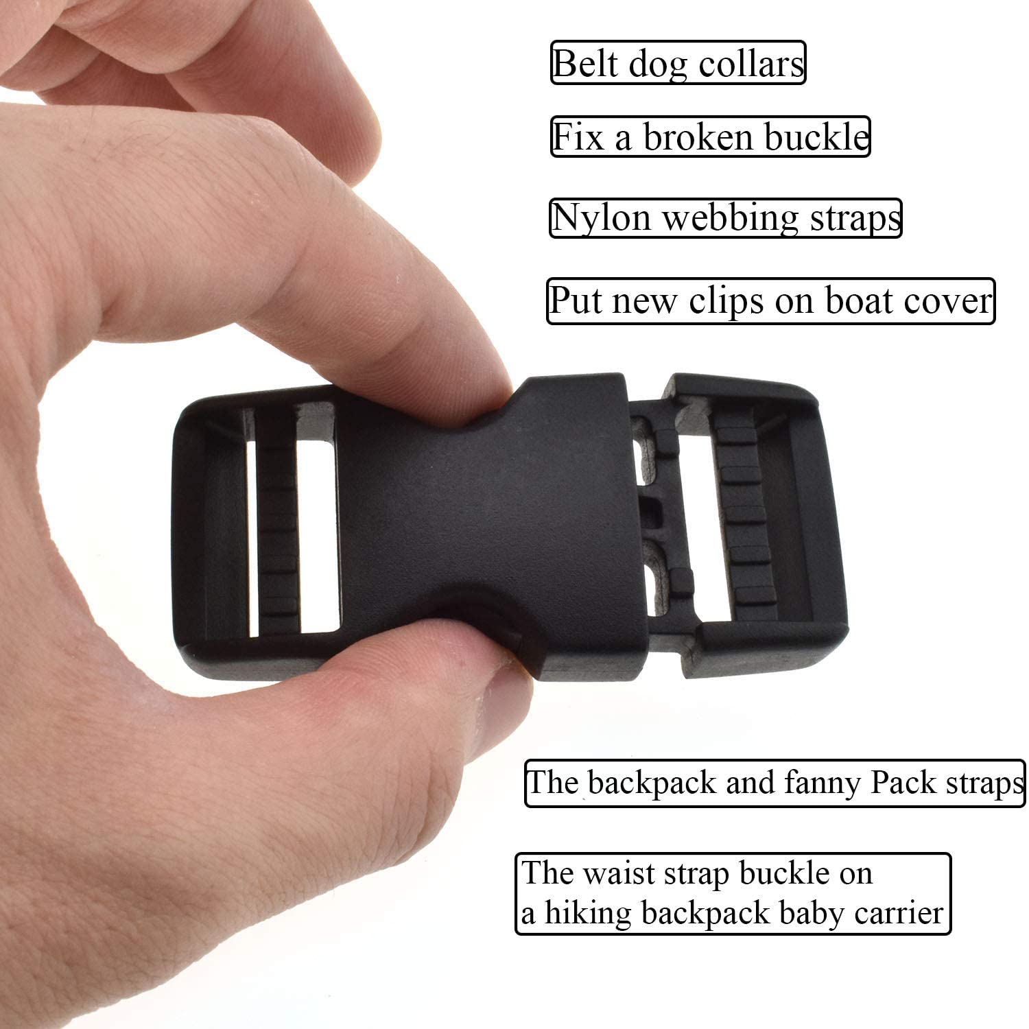 SGH Pro Quick Side Release Buckles 1" Wide 4 Pack Dual Adjustable No Sewing Clips Snaps Heavy Duty Plastic Replacement for Nylon Strap Boat Cover Backpack Fanny Pack Nylon Webbing Belt Dog Collars