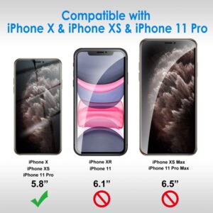 JETech Privacy Screen Protector for iPhone 11 Pro, iPhone Xs and iPhone X 5.8-Inch, Anti Spy Tempered Glass Film, 2-Pack