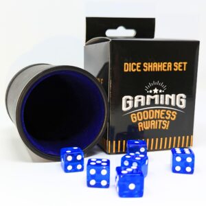 Harbor Loot Blue Dice Shaker Cup Complete with Matching Dice Set of Six Blue Translucent Dice