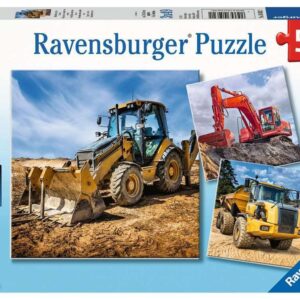 Ravensburger Diggers at Work Puzzle Set - Engaging 3 x 49 Piece Puzzles for Kids | Unique Piece Design Construction | Skill-Building Toy | Perfect for Kids Ages 5 and Up