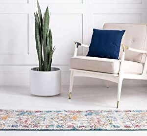 Unique Loom Rosso Collection Vintage, Traditional, Distressed, Bohemian, Botanical, Southwestern Area Rug, 2' 0" x 6' 0", Multi/Blue