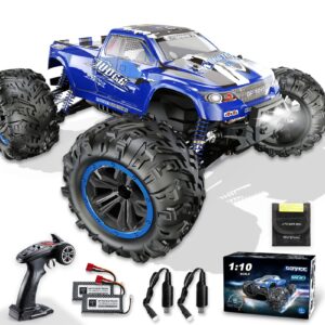 soyee rc cars 1:10 scale rtr 46km/h high speed remote control car all terrain hobby grade 4wd off-road waterproof monster truck electric toys for kids and adults -1600mah batteries x2