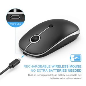 Type C Wireless Mouse，Vssoplor USB C MacBook Wireless Mouse Dual Mode 2.4G Cordless Mice with Nano USB and Type C Receiver Compatible with PC, Laptop, MacBook and All Type C Devices-Black and Silver