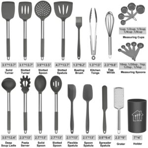 Silicone Cooking Utensils Set,Kitchen Utensils 26 Pcs Set,Non-stick Heat Resistant Silicone,Cookware with Stainless Steel Handle