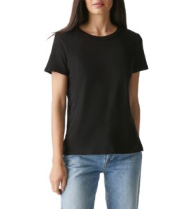 michael stars womens colleen crew neck tee us medium, black, 100% cotton